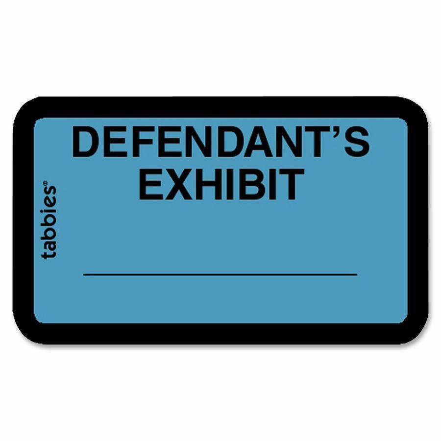 Tabbies Defendant's Exhibit Legal File Labels - 1 5/8" Width x 1" Length - Blue - 252 / Pack. Picture 2