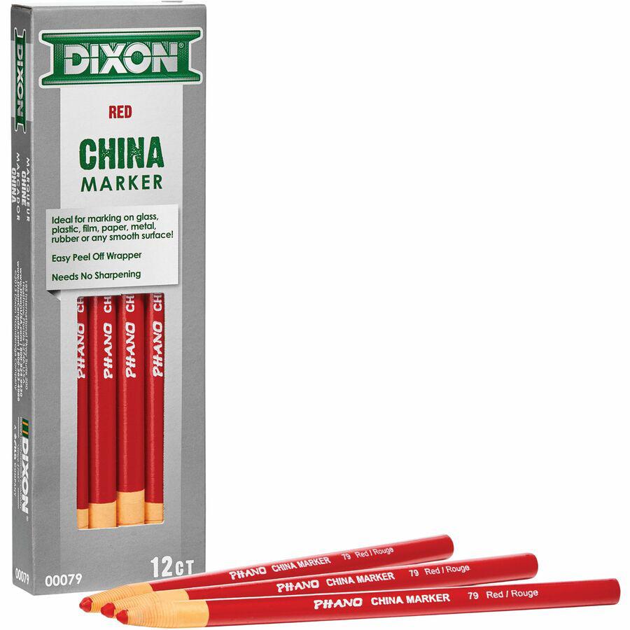 Dixon Phano Nontoxic China Markers - Red Lead - Red Barrel - 1 Dozen. Picture 5