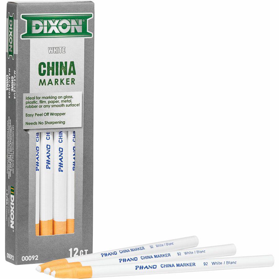 Dixon Phano Nontoxic China Markers - White Lead - White Barrel - 1 Dozen. Picture 9