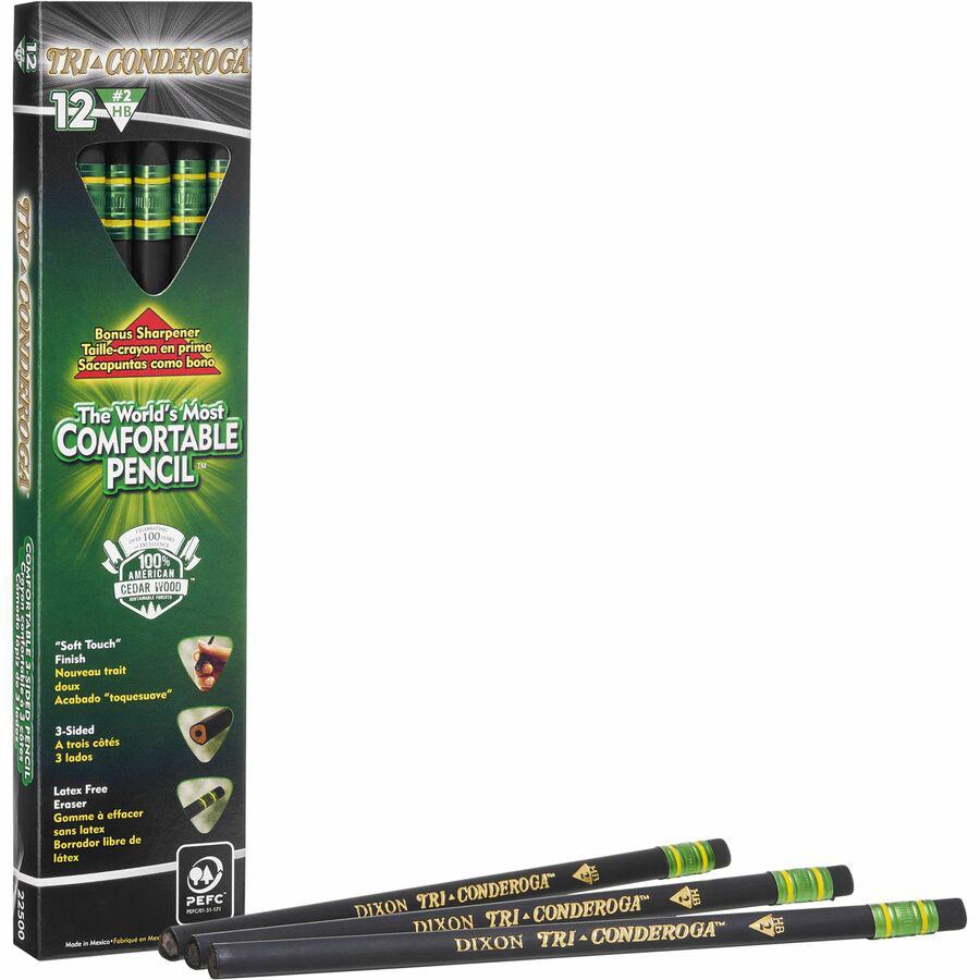 Dixon Tri-conderoga Executive Triangular Pencil - #2 Lead - Black Barrel - 1 Dozen. Picture 3