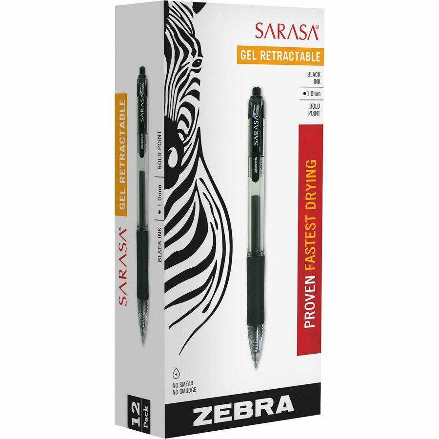 Zebra SARASA dry X20 Retractable Gel Pen - Bold Pen Point - 1 mm Pen Point Size - Refillable - Retractable - Black - Transparent Barrel - 1 / Box. Picture 2