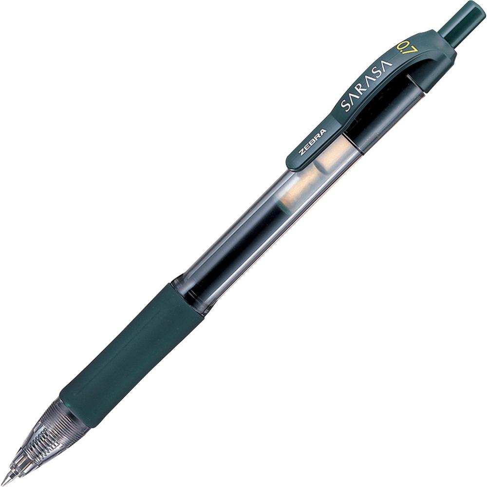 Zebra Pen Sarasa Gel Retractable Pens - Medium Pen Point - 0.7 mm Pen Point Size - Refillable - Retractable - Forest Green Pigment-based Ink - Translucent Barrel - 1 Dozen. Picture 4
