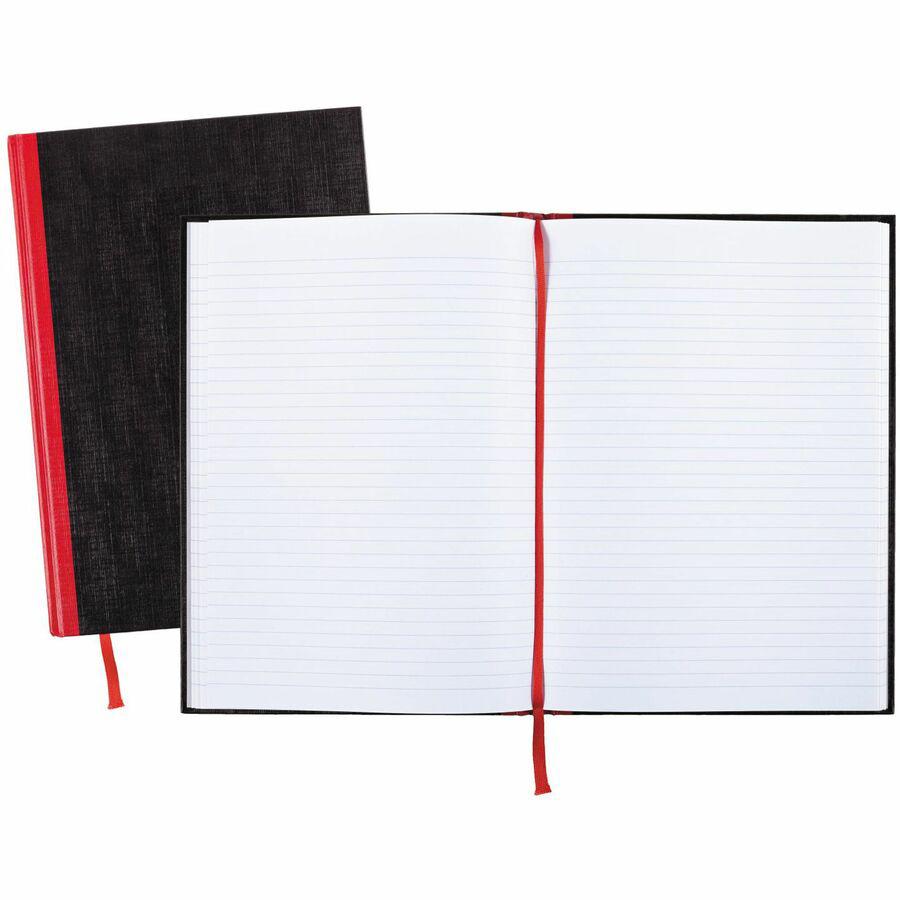 Black n' Red Casebound Ruled Notebooks - A4 - 96 Sheets - Sewn - 24 lb Basis Weight - 8 1/4" x 11 3/4" - White Paper - Red Binder - Black Cover - Heavyweight Cover - Hard Cover, Ribbon Marker - 1 Each. Picture 6
