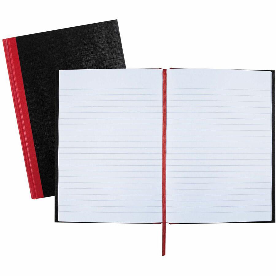 Black n' Red Casebound Ruled Notebooks - A5 - 96 Sheets - Sewn - 24 lb Basis Weight - 5 5/8" x 8 1/4" - White Paper - Red Binder - Black Cover - Ribbon Marker, Hard Cover - 1 Each. Picture 2