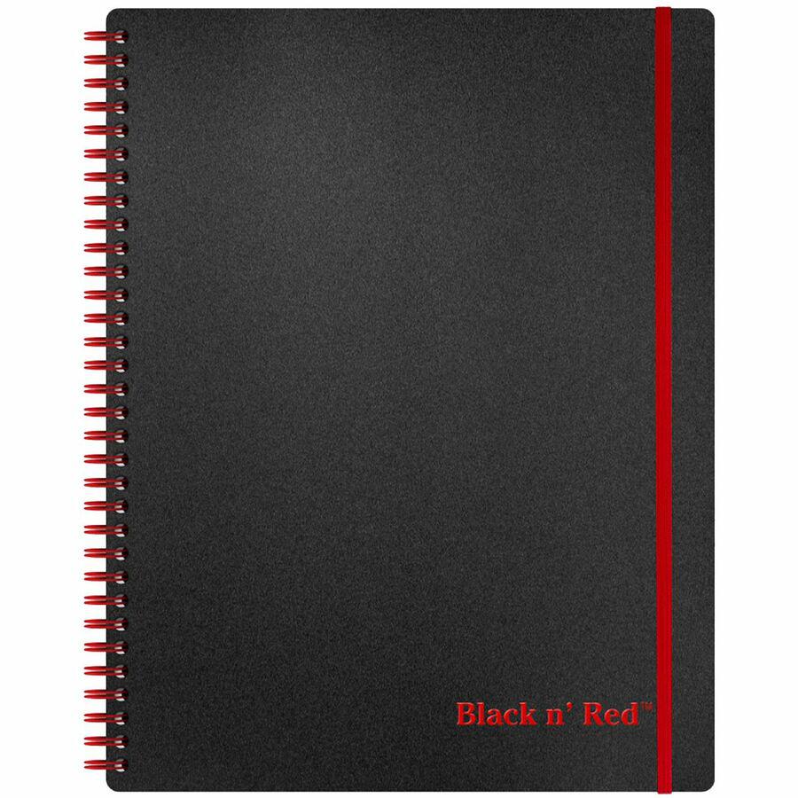 Black n' Red Polypropylene Notebook - Letter - 70 Sheets - Double Wire Spiral - Ruled Margin - 24 lb Basis Weight - Letter - 8 1/2" x 11" - White Paper - Red Binding - BlackPolypropylene Cover - Wipe-. Picture 2