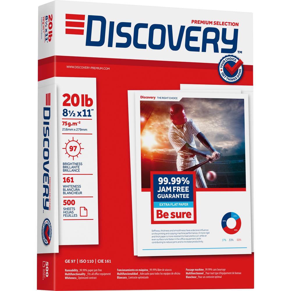 Discovery Premium Selection Laser, Inkjet Copy & Multipurpose Paper - White - 97 Brightness - Letter - 8 1/2" x 11" - 20 lb Basis Weight - 5000 / Carton - Excellent Ink Absorption. Picture 3