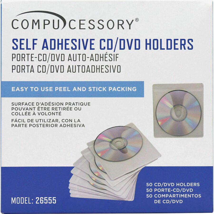 Compucessory Self-Adhesive Poly CD/DVD Holders - 1 x CD/DVD Capacity - White - Polypropylene - 50 / Pack. Picture 11