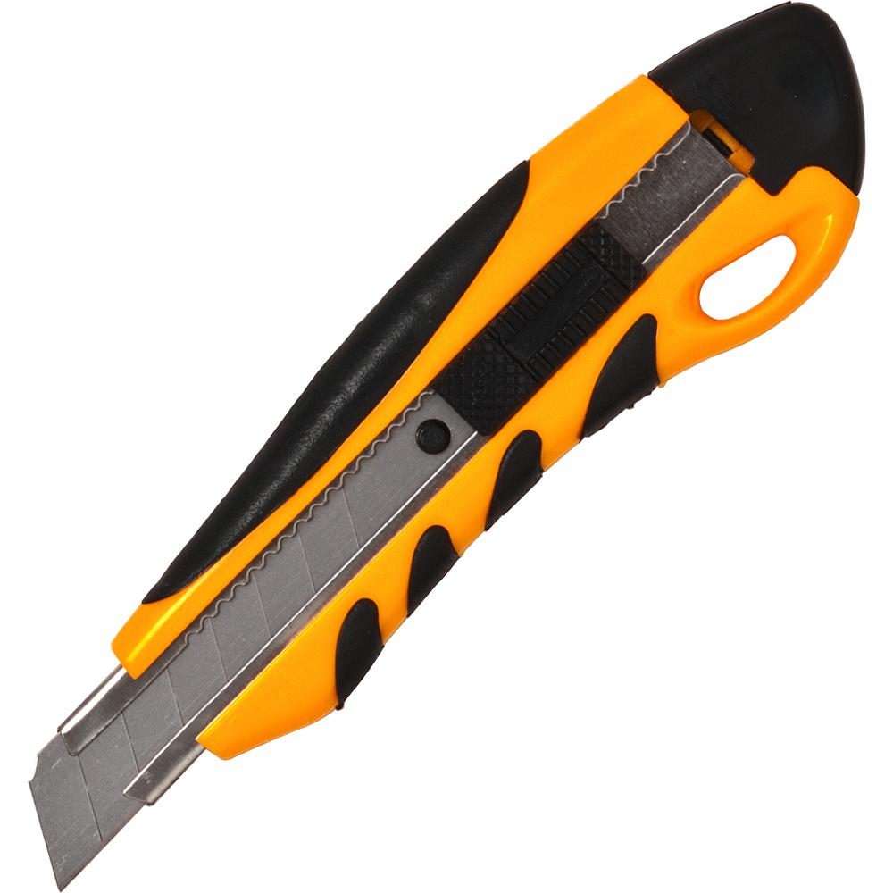 Sparco PVC Anti-Slip Rubber Grip Utility Knife - Stainless Steel Blade - Heavy Duty - Yellow - 1 Each. Picture 5