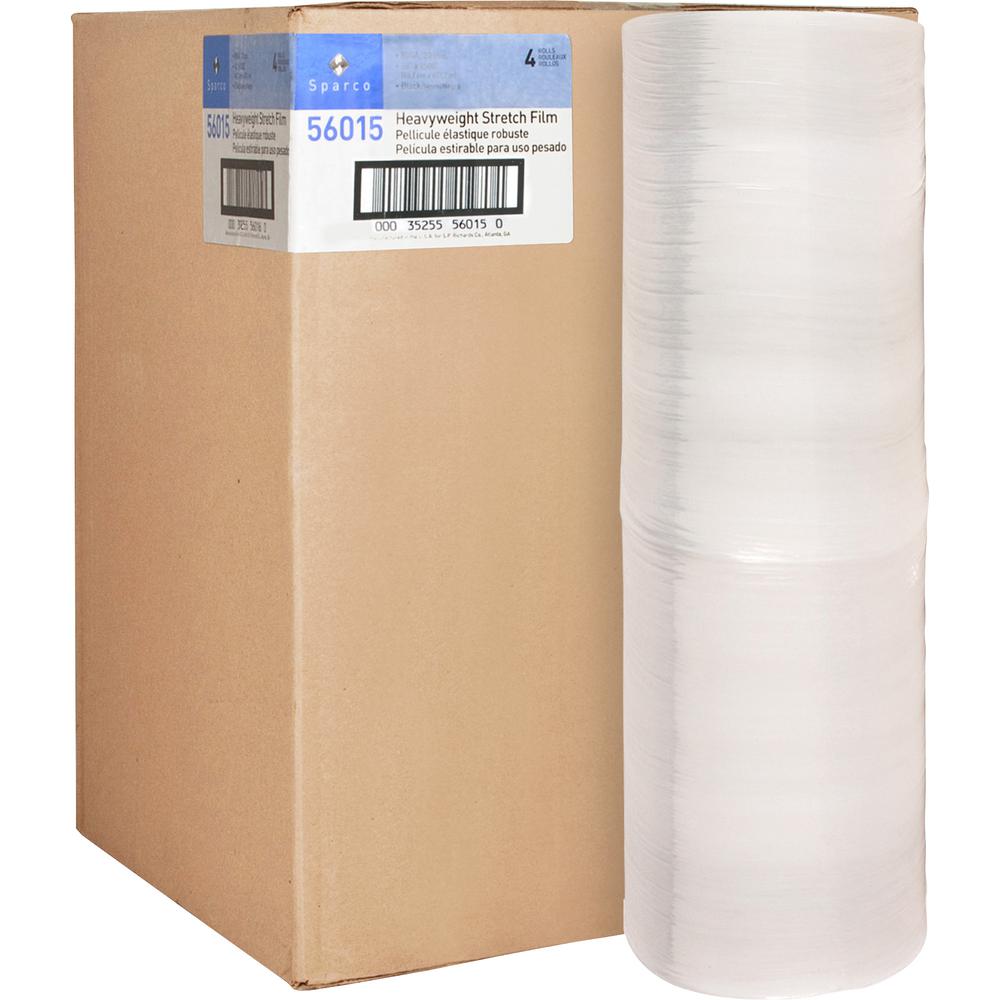 Sparco Stretch Wrap Film - 15" Width x 1500 ft Length - 4 Wrap(s) - Heavyweight - Clear. Picture 3