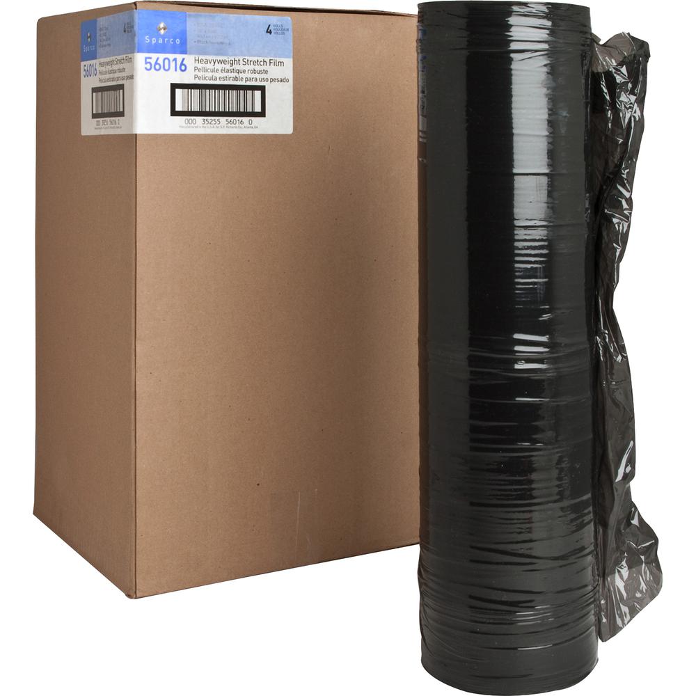 Sparco Heavyweight Black Stretch Film - 18" Width x 1500 ft Length - 4 Wrap(s) - Heavyweight - Black. Picture 2