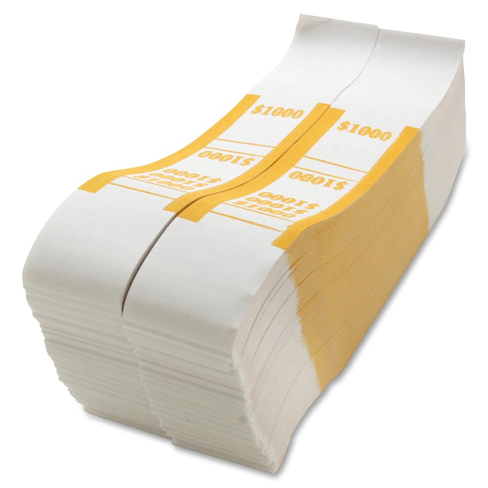 Sparco White Kraft ABA Bill Straps - 1000 Wrap(s)Total $1,000 in $10 Denomination - Kraft - Yellow - 1000 / Pack. Picture 4