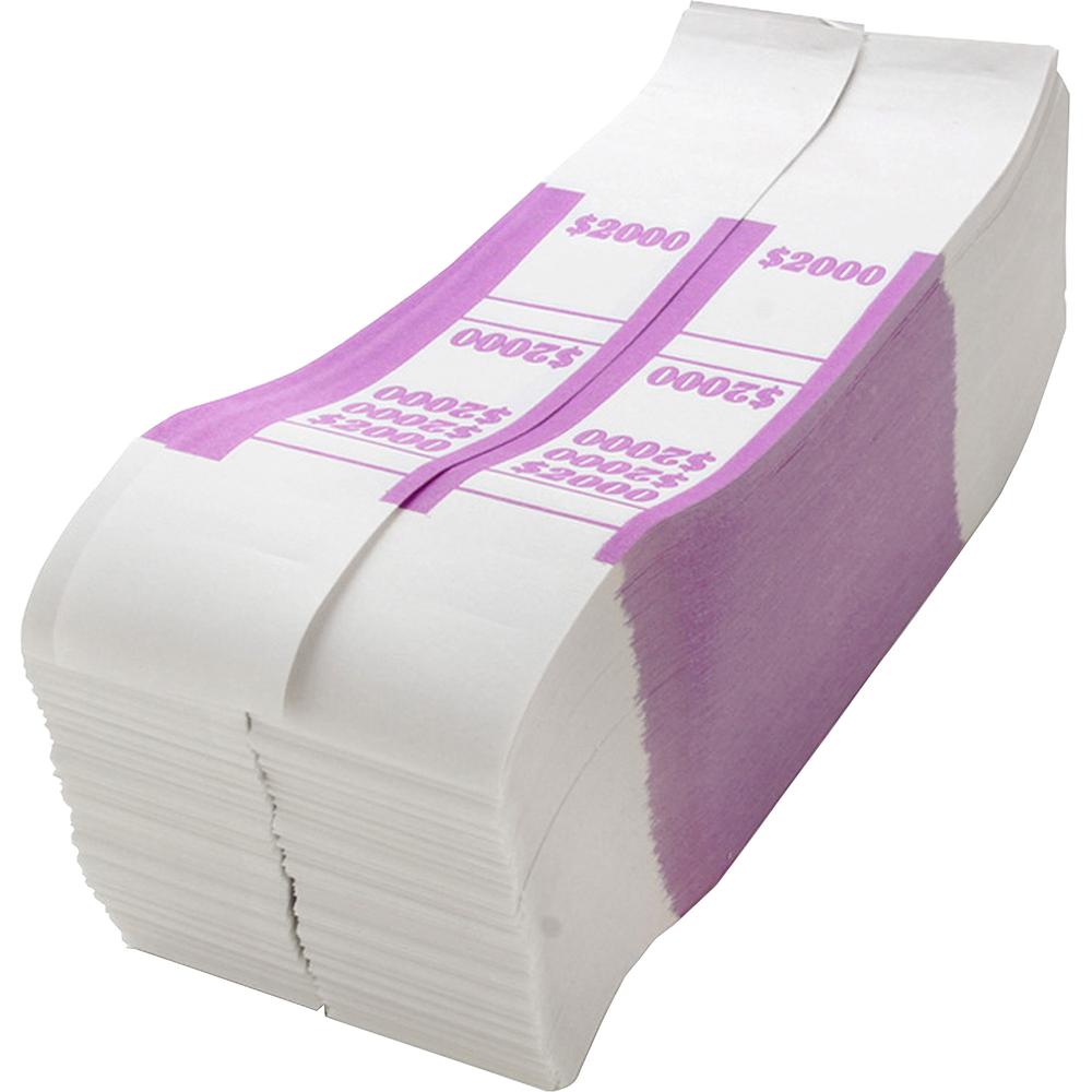 Sparco White Kraft ABA Bill Straps - 1000 Wrap(s)Total $2,000 in $20 Denomination - Kraft - Violet. Picture 2