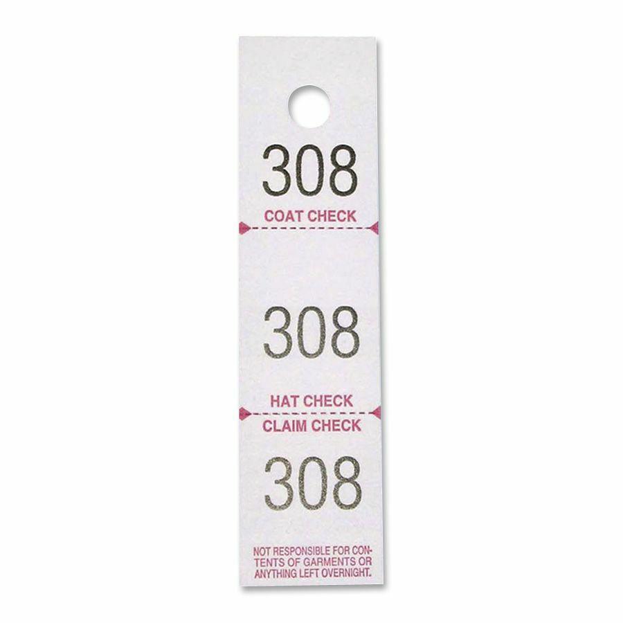 Sparco 3-Part Coat Check Tickets - 500 / Pack - White. Picture 2