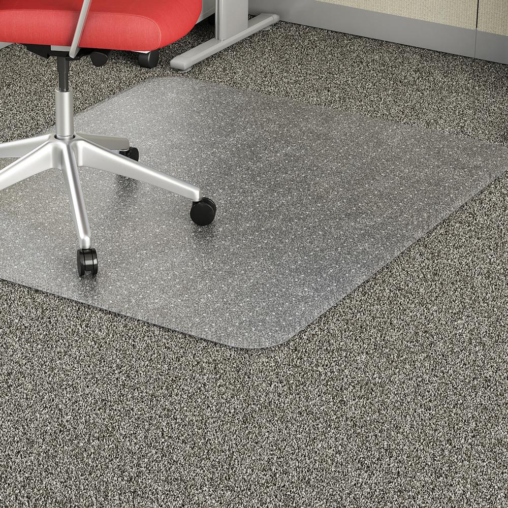 Lorell Low-Pile Economy Chairmat - Carpeted Floor - 60" Length x 46" Width x 0.095" Thickness - Rectangular - Vinyl - Clear - 1Each. Picture 3