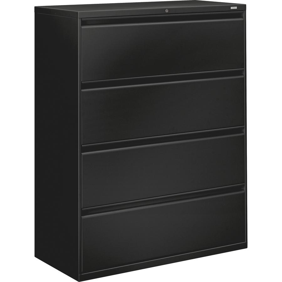 HON 800 Series Full-Pull Locking Lateral File - 4-Drawer - 42" x 19.3" x 53.3" - 4 x Drawer(s) for File - Legal, Letter, A4 - Lateral - Ball-bearing Suspension, Locking System, Hanging Rail, Adjustabl. Picture 2