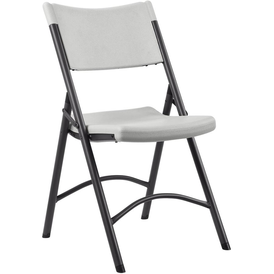 Lorell Heavy-duty Blow-Molded Folding Chairs - Light Gray Polyethylene Seat - Light Gray Polyethylene Back - Dark Gray Steel Frame - Steel, Polyethylene - 4 / Carton. Picture 13