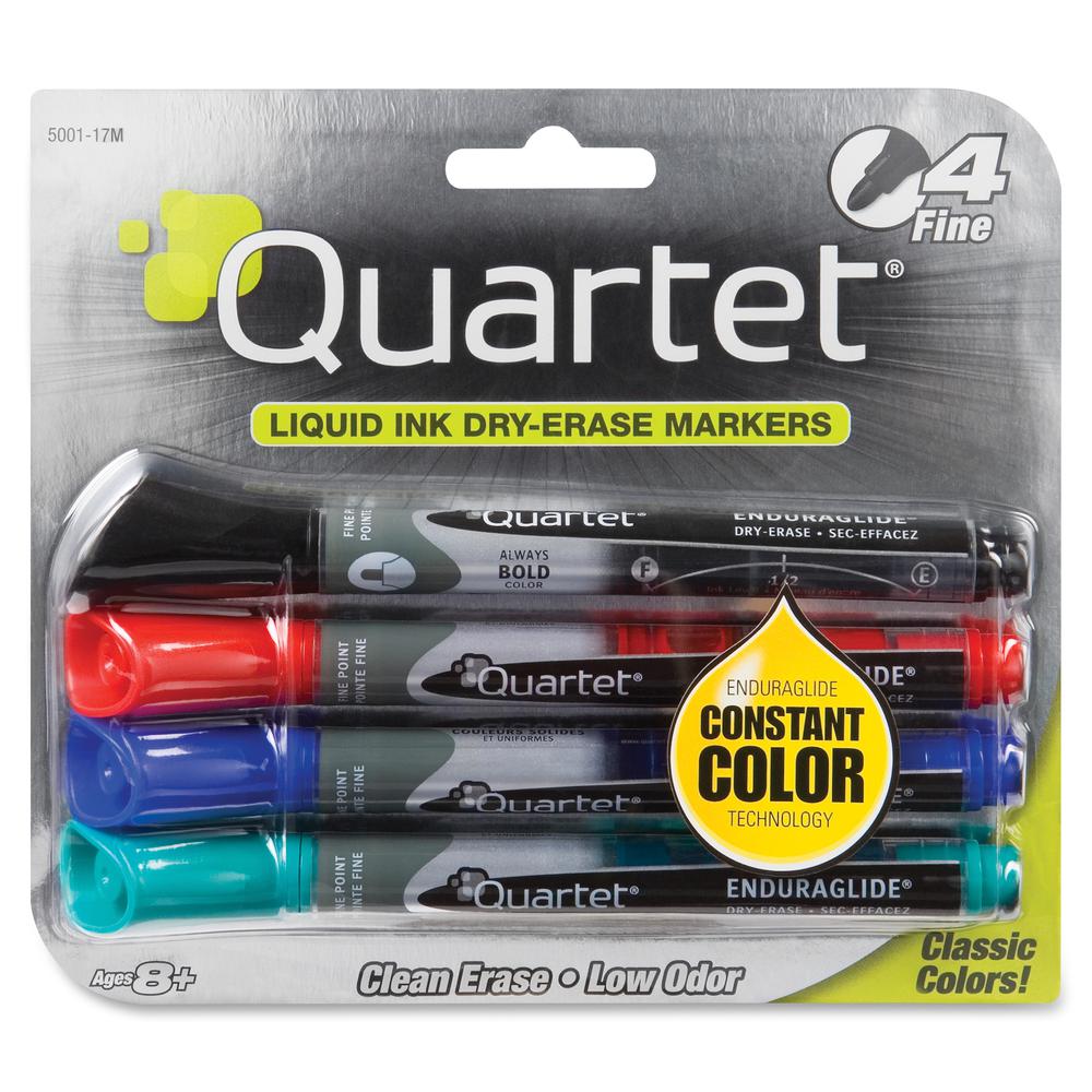 Quartet EnduraGlide Dry-Erase Markers - Fine Marker Point - Red, Green, Black, Blue - 4 / Set. Picture 2