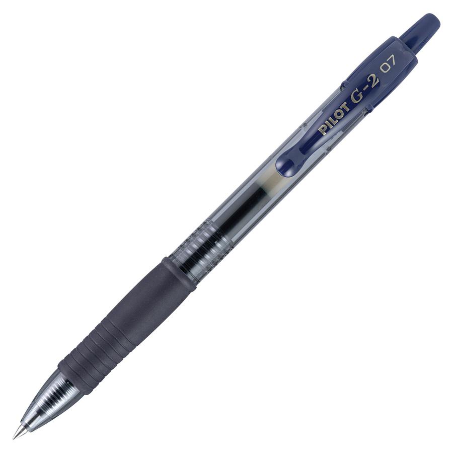 Pilot G2 Retractable Gel Ink Rollerball Pens - Fine Pen Point - 0.7 mm Pen Point Size - Refillable - Retractable - Navy Blue Gel-based Ink - Clear Barrel - 1 Dozen. Picture 2