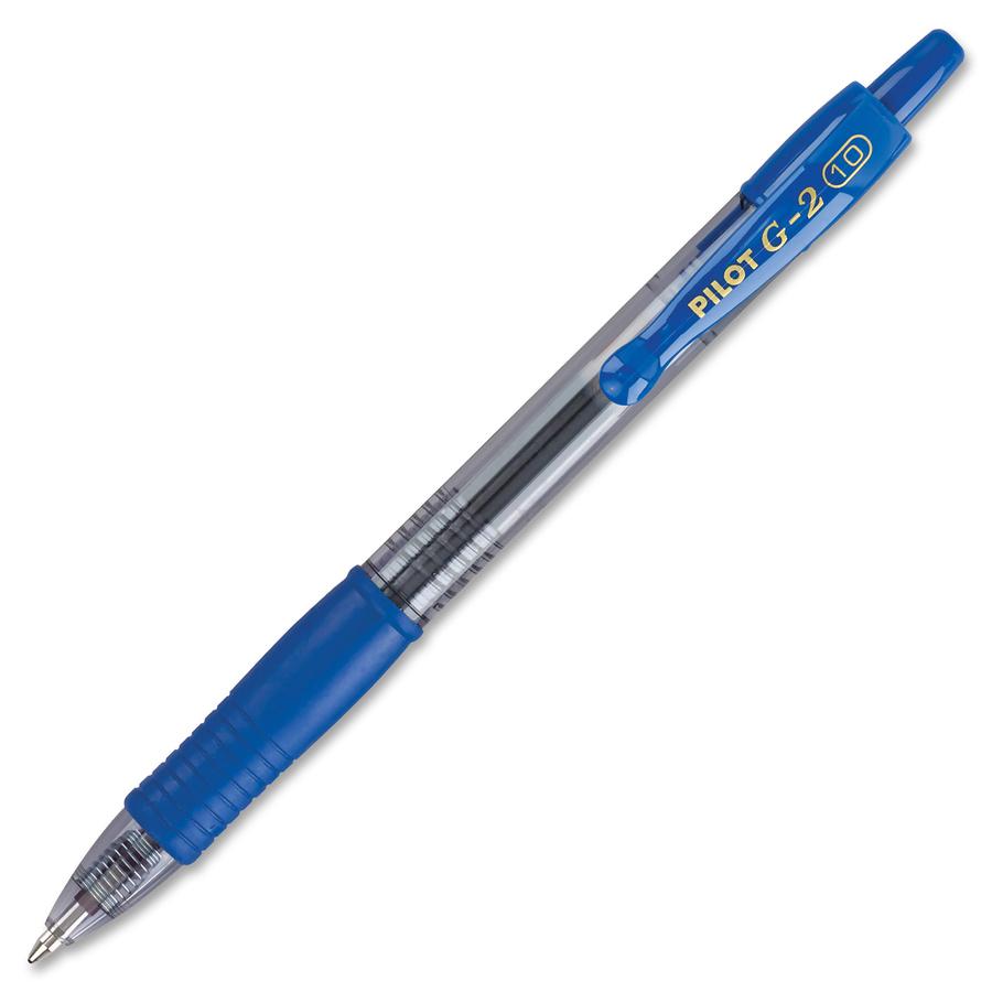 Pilot G2 Bold Point Retractable Gel Pens - Bold Pen Point - 1 mm Pen Point Size - Refillable - Retractable - Blue Gel-based Ink - Clear Barrel - 1 Dozen. Picture 2
