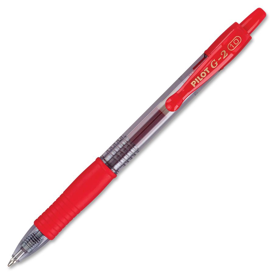 Pilot G2 Bold Point Retractable Gel Pens - Bold Pen Point - 1 mm Pen Point Size - Refillable - Retractable - Red Gel-based Ink - Clear Barrel - 1 Dozen. Picture 2