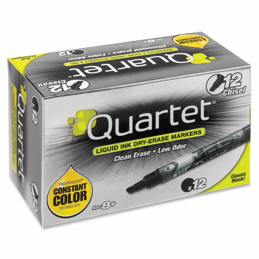 Quartet EnduraGlide Dry-Erase Markers - Chisel Marker Point Style - Black - Transparent Barrel - 1 Dozen. Picture 5