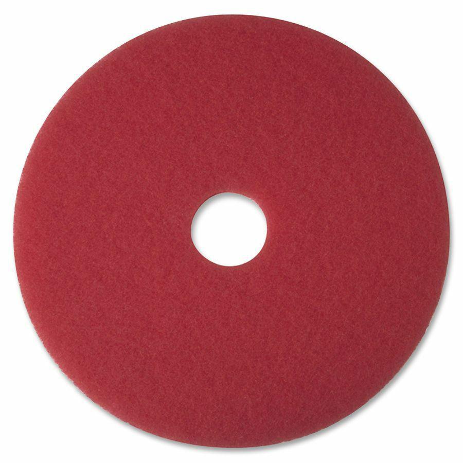 3M&trade; Red Buffer Pad 5100 - 20" Diameter - 5/Carton x 20" Diameter - Polyester Fiber - Red. Picture 2
