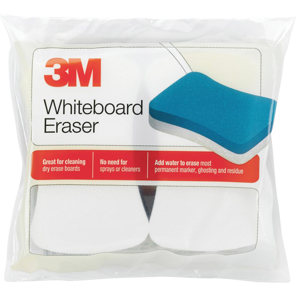 3M Whiteboard Erasers - White, Blue - 5" Width x 3" Height x - 2 / Pack. Picture 2