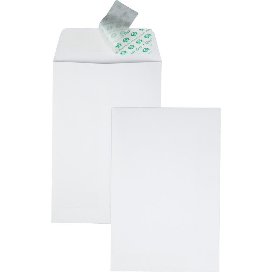 Quality Park 6 x 9 Catalog Envelopes with Self-Seal Closure - Catalog - #1 - 6" Width x 9" Length - 28 lb - Peel & Seal - Wove - 100 / Box - White. Picture 4