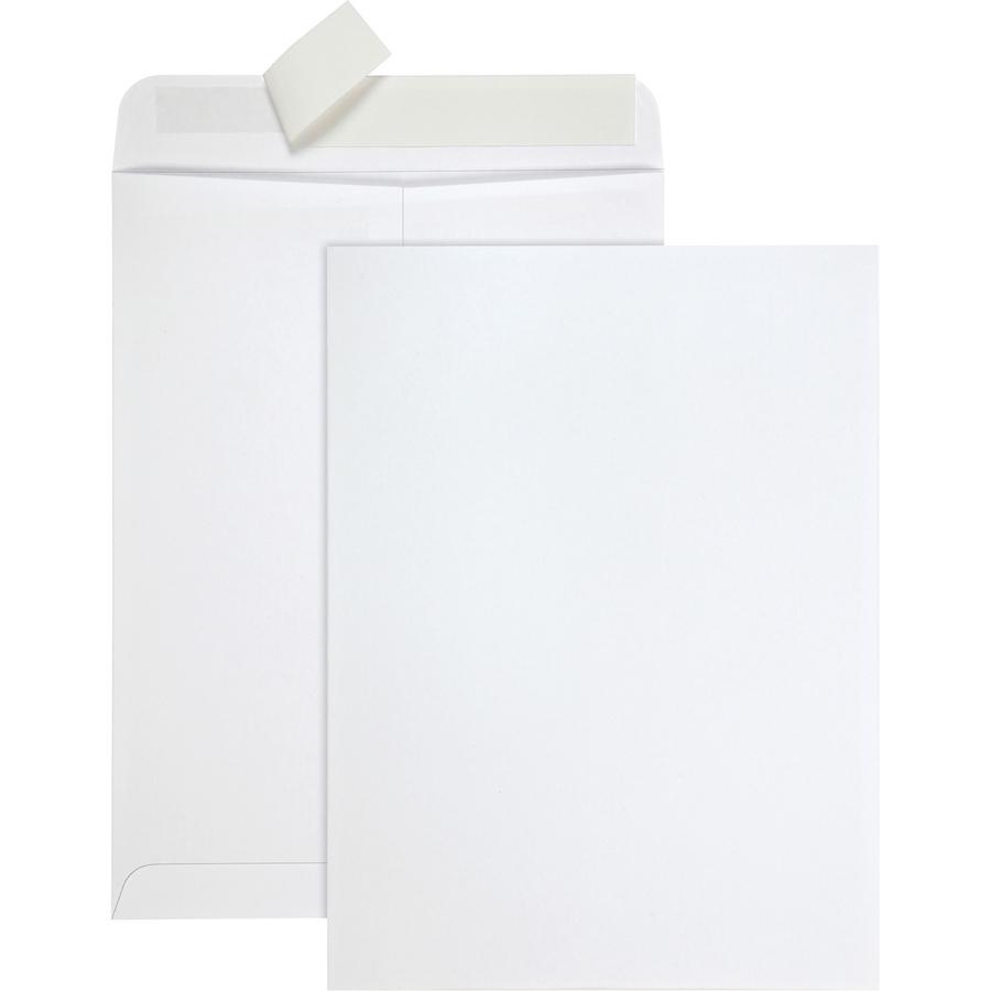 Quality Park 9 x 12 Tech-no-Tear Paper Out Catalog Envelopes with Self-Sealing Closure - Catalog - #10 1/2 - 9" Width x 12" Length - Self-sealing - Paper - 100 / Box - White. Picture 2