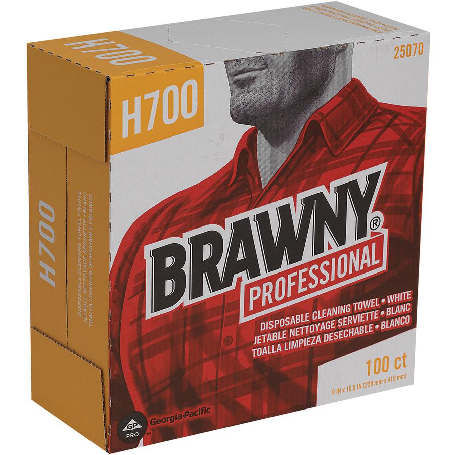 Brawny&reg; Professional H700 Disposable Cleaning Towels - 9.10" x 16.50" - White - Pulp Fiber - Durable, Soft, Tear Resistant, Strong, Reusable, Low Linting, Sturdy, Abrasion Resistant, Absorbent, Ch. Picture 3