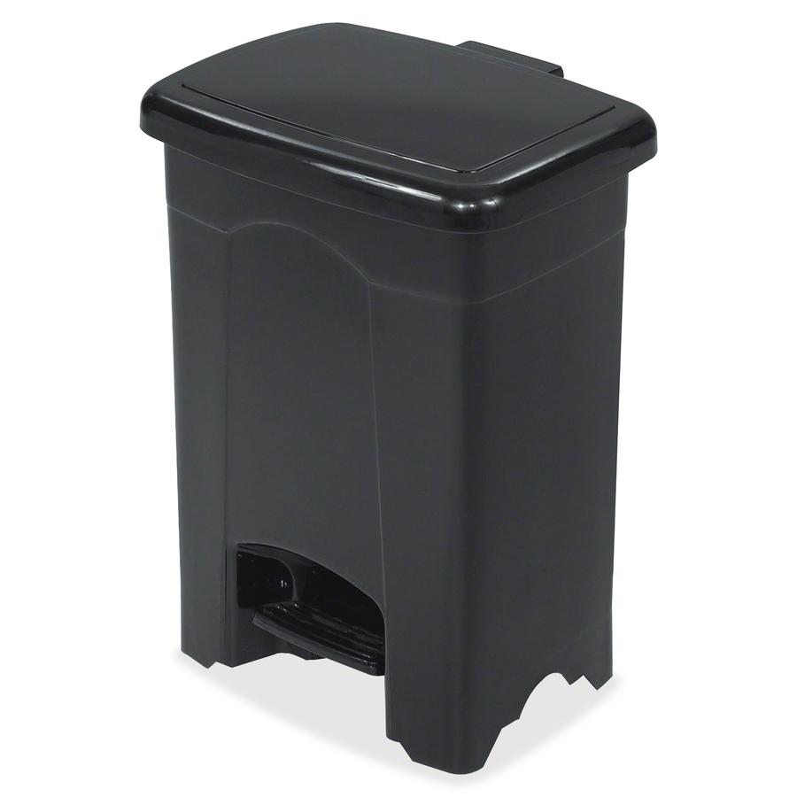 Safco Plastic Step-on 4-Gallon Receptacle - 4 gal Capacity - 15" Height x 12" Width x 10" Depth - Plastic - Black - 1 Each. Picture 2