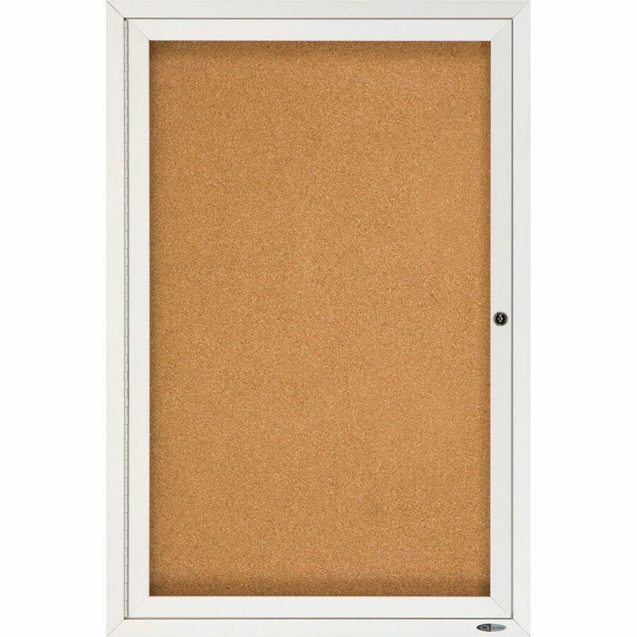 Quartet Enclosed Bulletin Board for Indoor Use - 36" Height x 24" Width - Brown Natural Cork Surface - Hinged, Self-healing, Shatter Proof, Lock, Durable - Silver Aluminum Frame - 1 Each. Picture 5