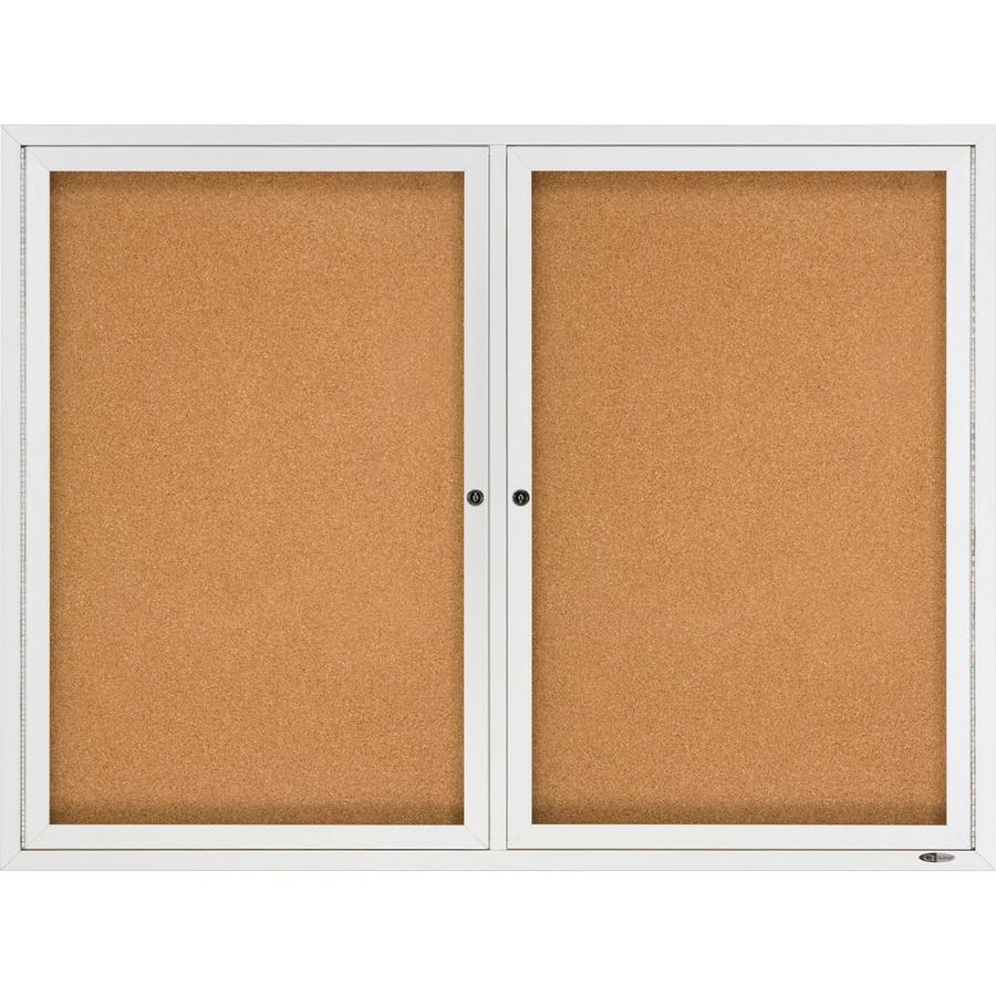 Quartet Enclosed Bulletin Board for Indoor Use - 36" Height x 48" Width - Brown Natural Cork Surface - Hinged, Self-healing, Shatter Proof, Rounded Corner, Durable - Silver Aluminum Frame - 1 Each. Picture 5