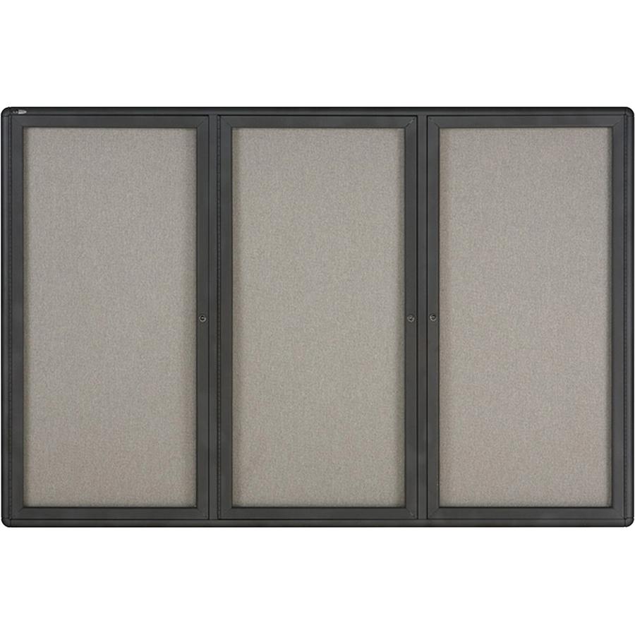 Quartet Enclosed Bulletin Board - 48" Height x 72" Width - Gray Fabric Surface - Hinged, Durable, Shatter Proof, Self-healing - Graphite Frame - 1 / Each. Picture 3