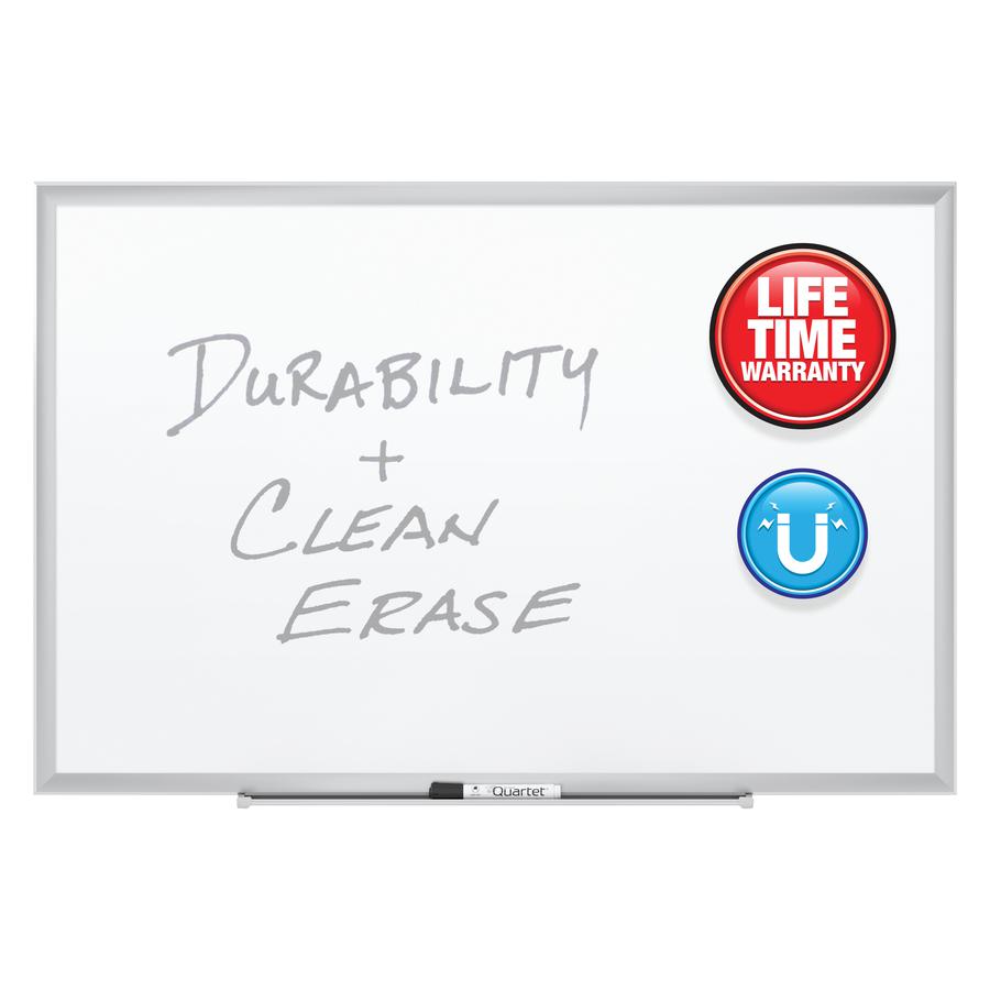 Quartet Premium DuraMax Magnetic Whiteboard - 36" (3 ft) Width x 24" (2 ft) Height - White Porcelain Surface - Silver Aluminum Frame - Rectangle - Horizontal/Vertical - 1 / Each - TAA Compliant. Picture 4