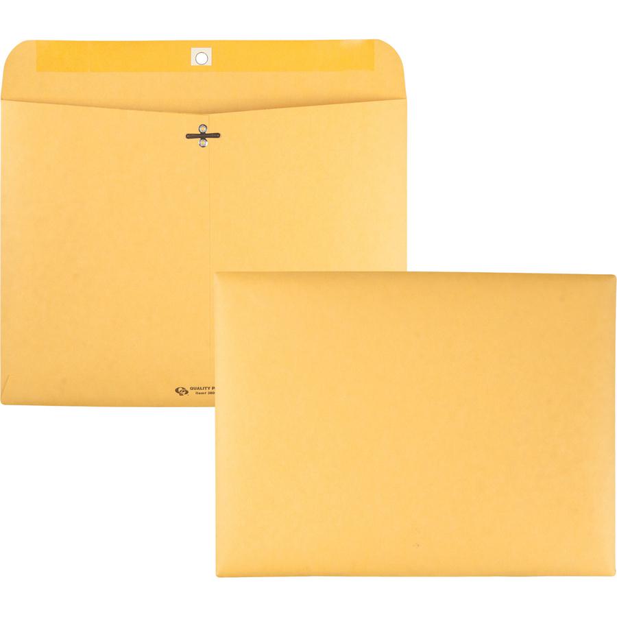 Quality Park Redi-file Clasp Envelopes - Clasp - #90 - 9" Width x 12" Length - 28 lb - Clasp - Kraft - 100 / Box - Kraft. Picture 2