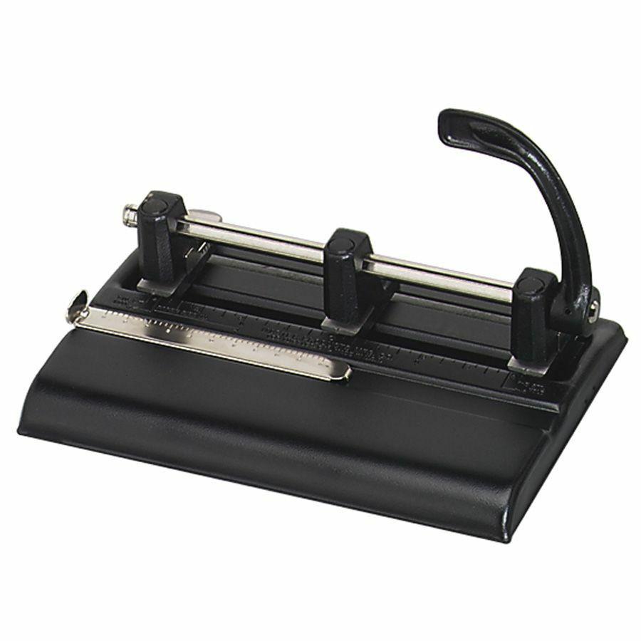 Master 1325B Hole Punch - 3 Punch Head(s) - 40 Sheet of 20lb Paper - 9/32" Punch Size - Round Shape - Black. Picture 2