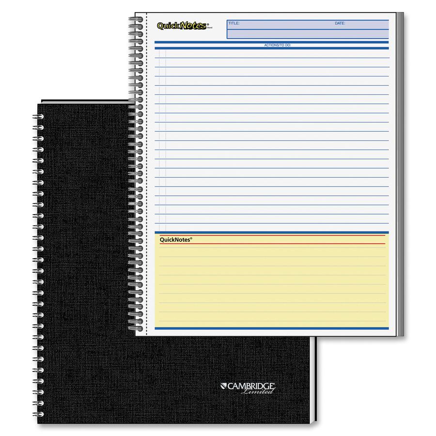 Mead QuickNotes Professional Planner Notebook - Action - 8 1/2" x 11" Sheet Size - Spiral Bound - Assorted - Linen - Perforated, Pocket, Notes Area - 1 Each. Picture 3