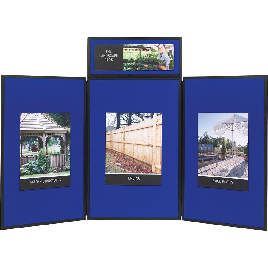 Quartet Show-It! 3-sided Display System - 36" Height x 72" Width - Gray Fabric, Blue Surface - Dual Sided, Lightweight, Resilient, Durable, Tackable - 3 - 1 Each. Picture 2