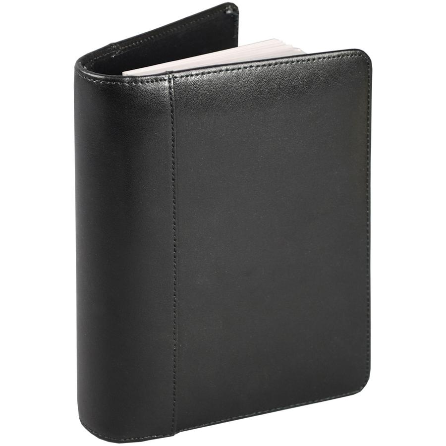 Samsill Regal Business Card Binder - 120 Capacity - 6-ring Binding - Refillable - Black Leather Cover. Picture 2