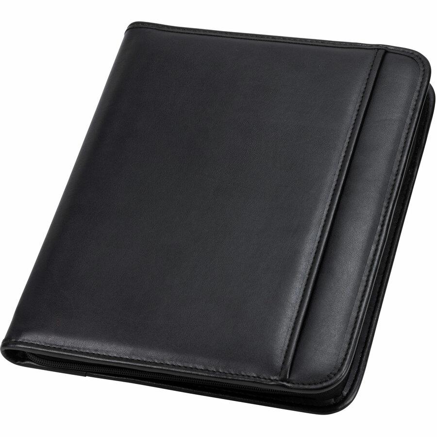 Samsill Letter Pad Folio - 8 1/2" x 11" - 6 Exterior, Internal Pocket(s) - Vinyl, Leather - Black - 1 Each. Picture 3