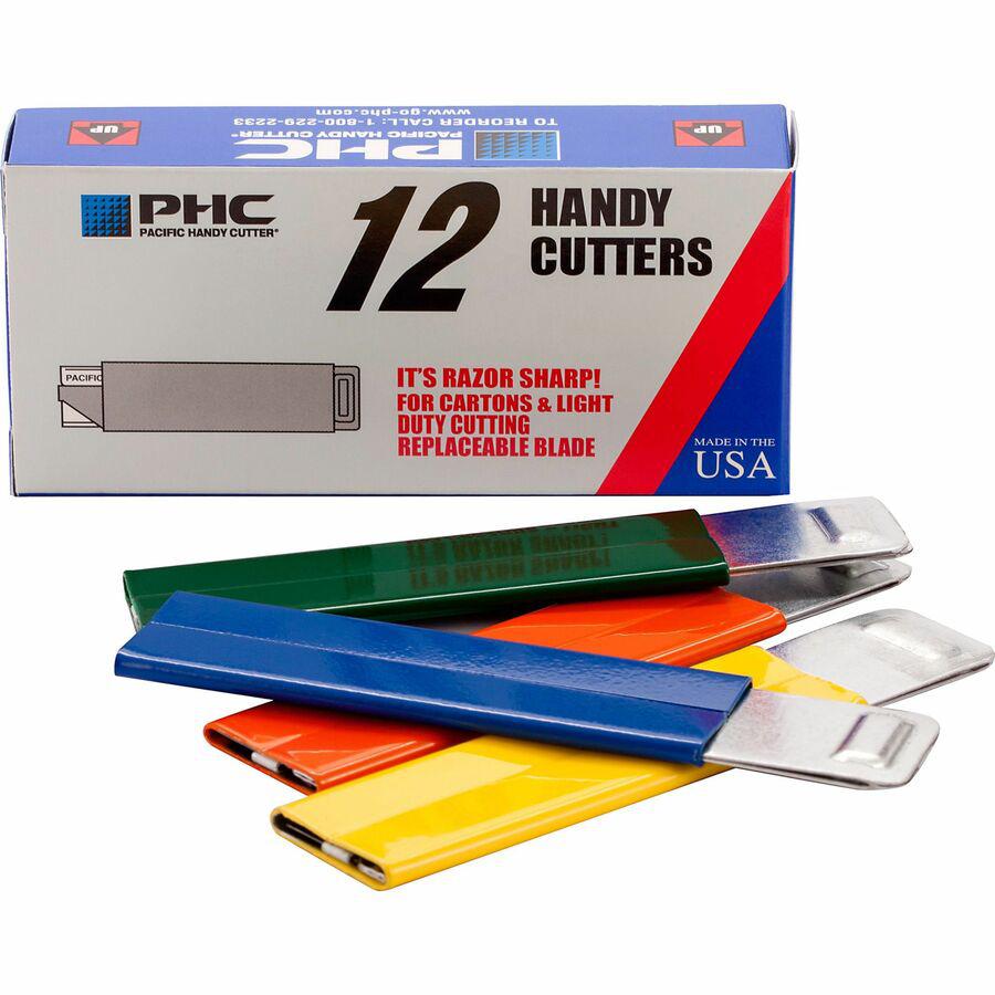 PHC Pacific Handy Box Cutter - Tap Open, Tap Close - Aluminum - Assorted - 12 / Box. Picture 2