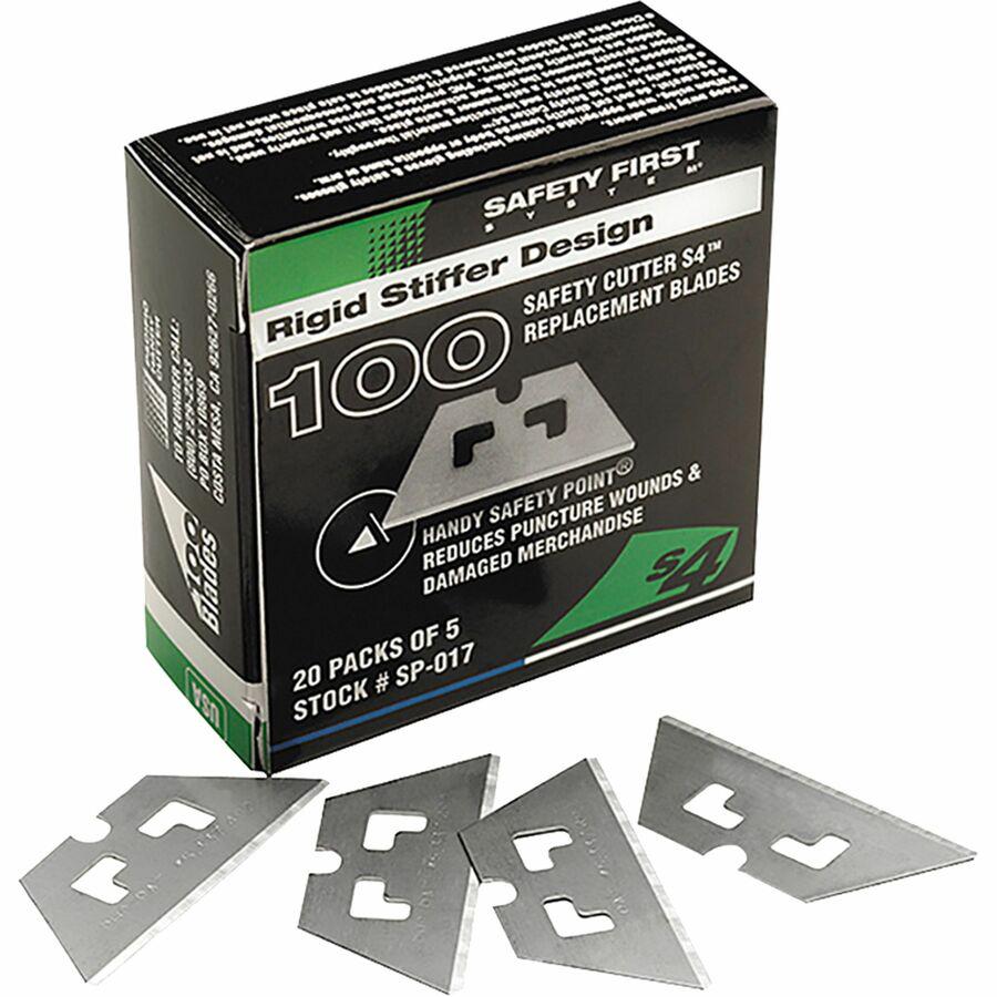 PHC Pacific S4/S3 Safety Cutter Replacement Blades - Straight Style - Steel - 100 / Box - Silver. Picture 2