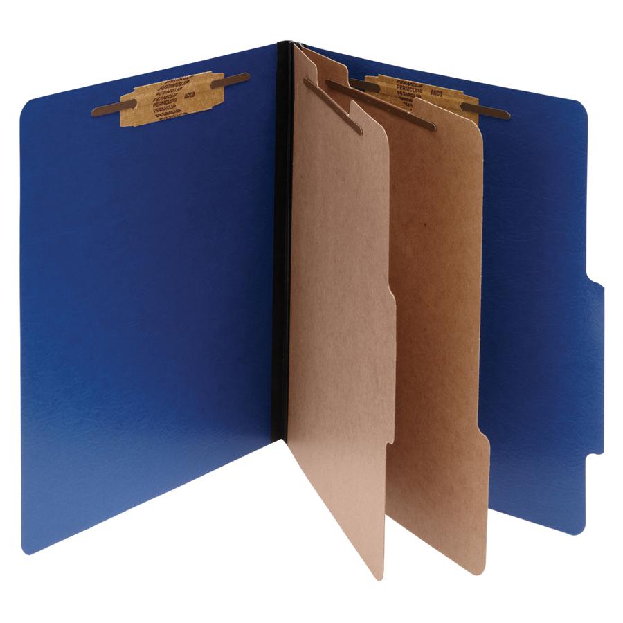 ACCO ColorLife Letter Classification Folder - 3" Folder Capacity - 8 1/2" x 11" - 6 Fastener(s) - 2 Divider(s) - Presstex - Dark Blue - 10 / Box. Picture 2