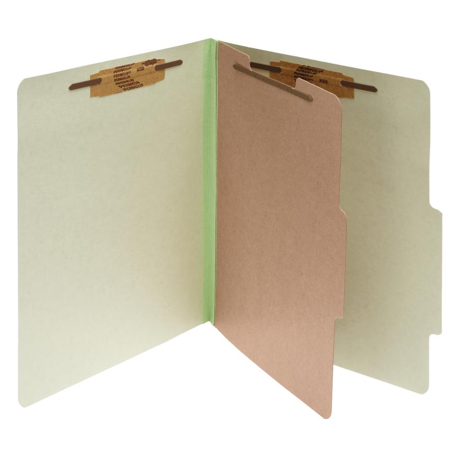 ACCO Legal Classification Folder - 2" Folder Capacity - 8 1/2" x 14" - 4 Fastener(s) - 1" Fastener Capacity for Folder - 1 Divider(s) - Pressboard, Tyvek - Leaf Green - 10 / Box. Picture 2