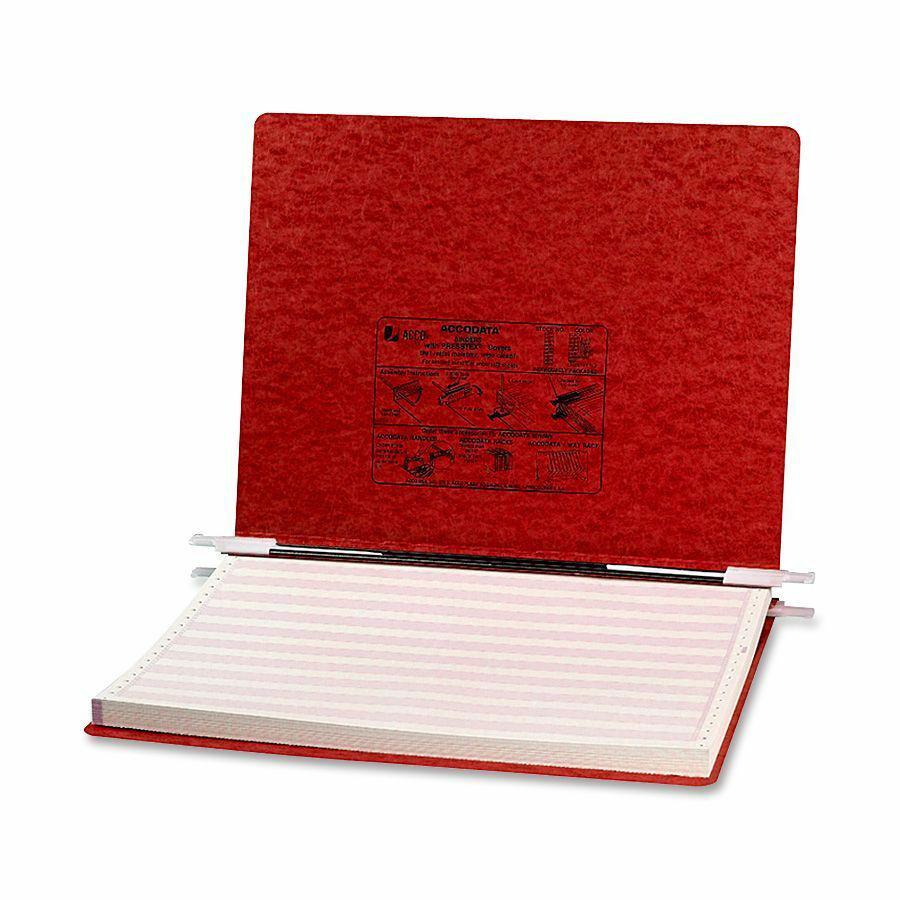ACCO PRESSTEX Unburst Sheet Covers - 6" Binder Capacity - Fanfold - 11" x 14 7/8" Sheet Size - Executive Red - Recycled - Retractable Filing Hooks, Hanging System, Moisture Resistant, Water Resistant . Picture 2
