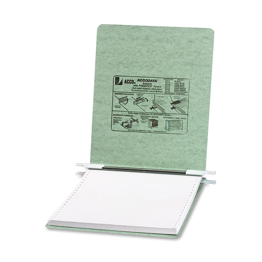 ACCO PRESSTEX Unburst Sheet Covers - 6" Binder Capacity - 9 1/2" x 11" Sheet Size - Light Green - Recycled - Retractable Filing Hooks, Hanging System, Moisture Resistant, Water Resistant - 1 Each. Picture 2