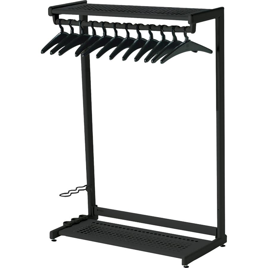 Quartet Two-Shelf Garment Rack - Freestanding - 12 Hangers Included - Contemporary/Modern - 48" Width x 61.5" Height - Black. Picture 2