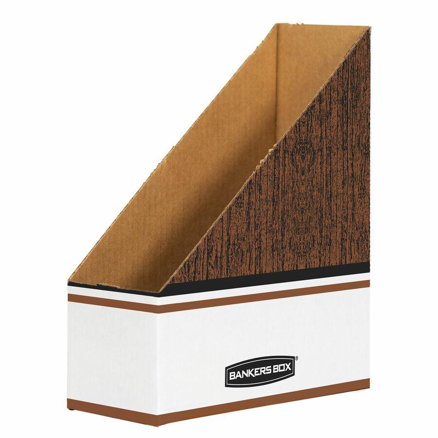 Bankers Box Magazine Files - Oversized Letter - Wood Grain, White - Cardboard - 12 / Carton. Picture 2