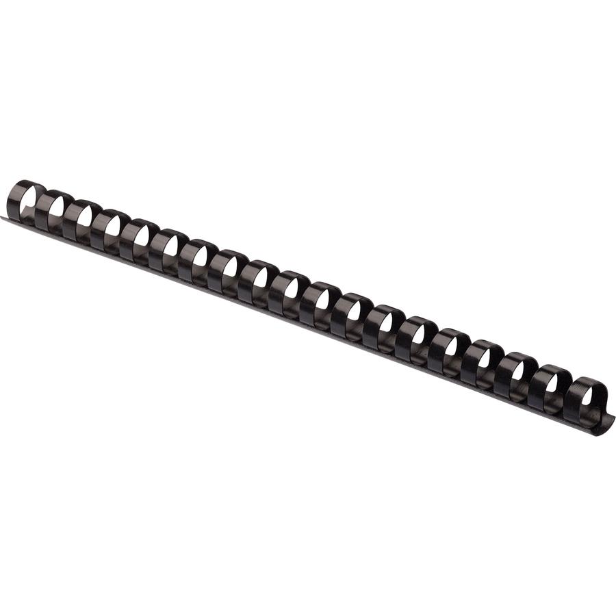 Fellowes Plastic Combs - Round Back, 1/2" , 90 sheets, Black, 100 pk - 0.5" Height x 10.8" Width x 0.5" Depth - 0.50" Maximum Capacity - 90 x Sheet Capacity - For Letter 8 1/2" x 11" Sheet - 19 x Ring. Picture 3